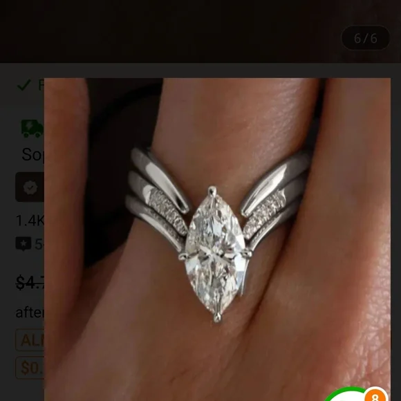 Source Unknown Silver Marquise Ring - Picture 5 of 7